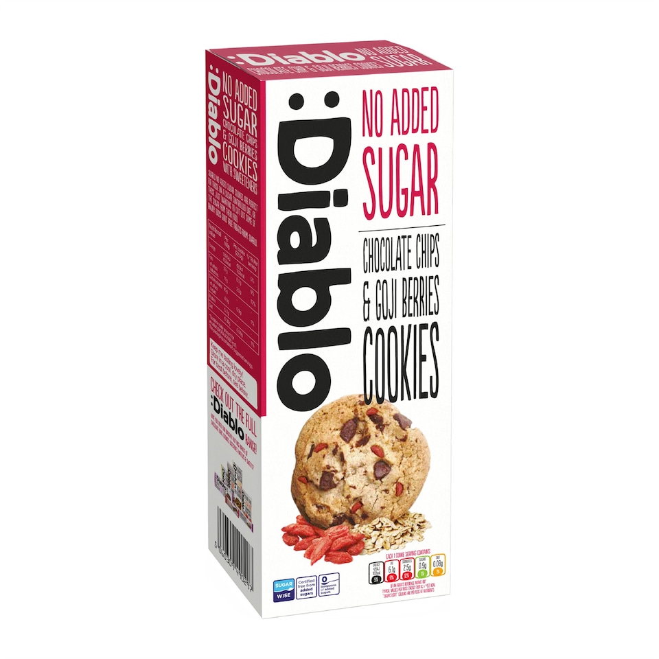 image 1 of Diablo No Added Sugar Chocolate Chip and Goji Berry Cookies 135g