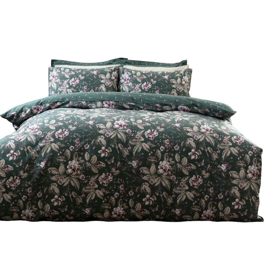 image 1 of Belledorm Aiyla Duvet Cover Set - Bottle Green - King Green | King