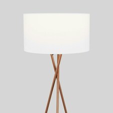 ValueLights Camden Copper Tripod Floor Lamp White Shade & Bulb White