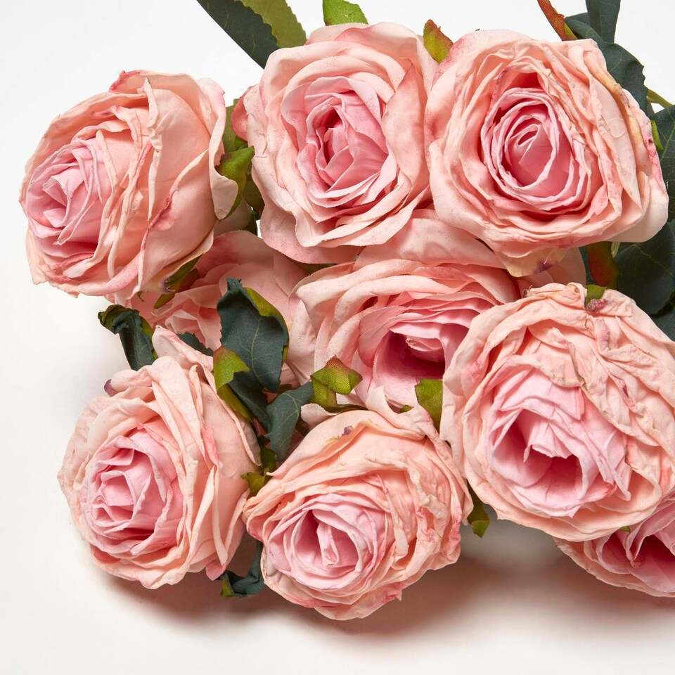 image 1 of Homescapes Artificial Bouquet of Pink Roses