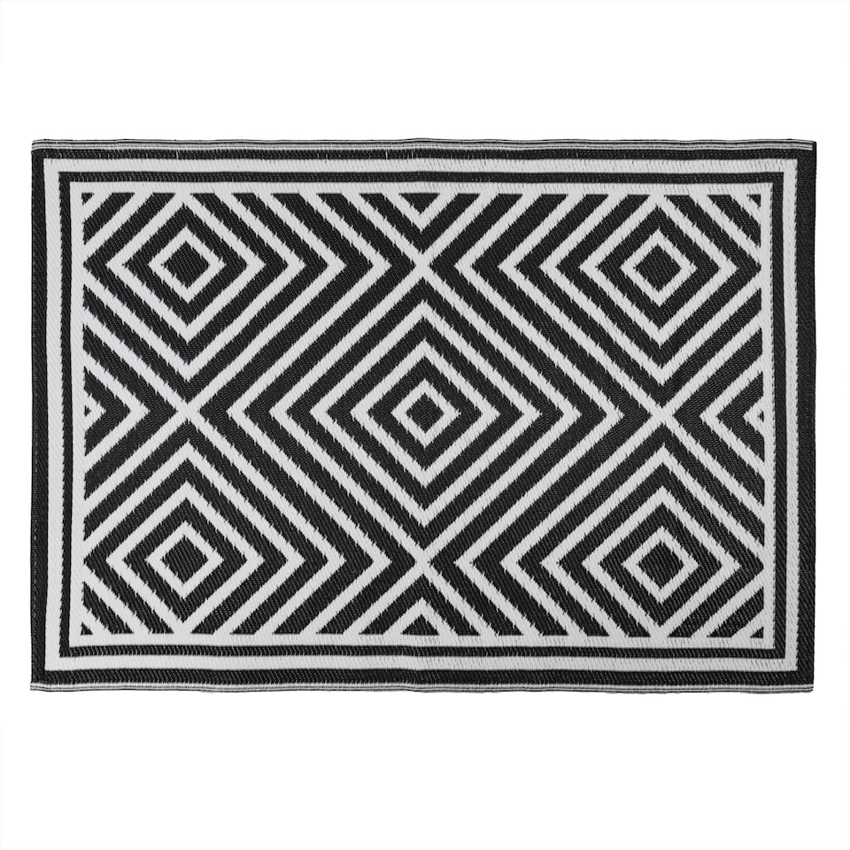 image 1 of JVL Lightweight Reversible Outdoor Rug – Tile Pattern, Plastic Woven, 120 x 170 cm