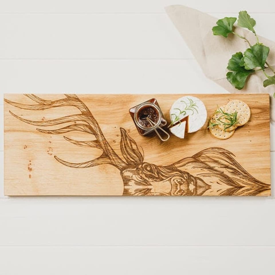 image 1 of The Just Slate Company Stag Large Oak Serving Board