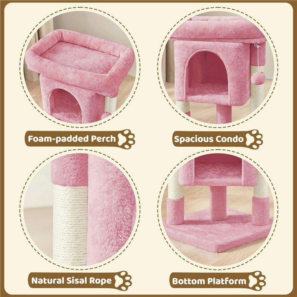 image 1 of Yaheetech 59 cm 2-Level Cat Tree with Condo Pink