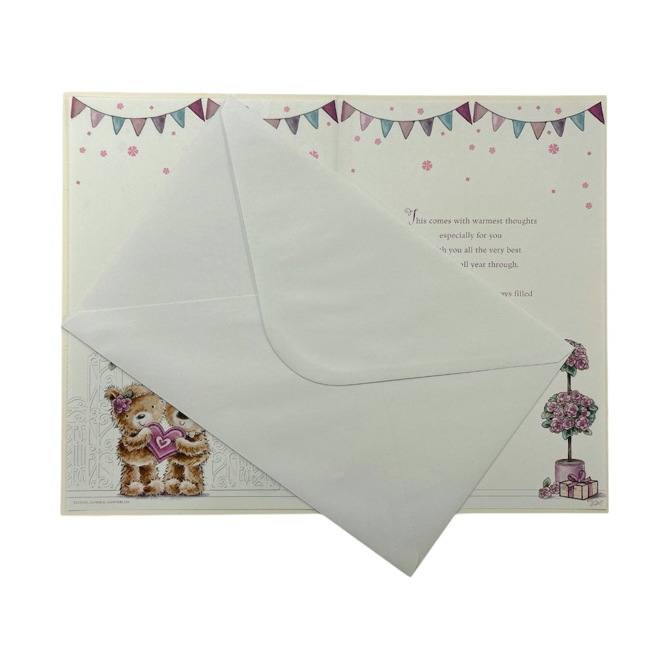 image 1 of Lovely Couple Teddy Holding Heart Design Anniversary Card