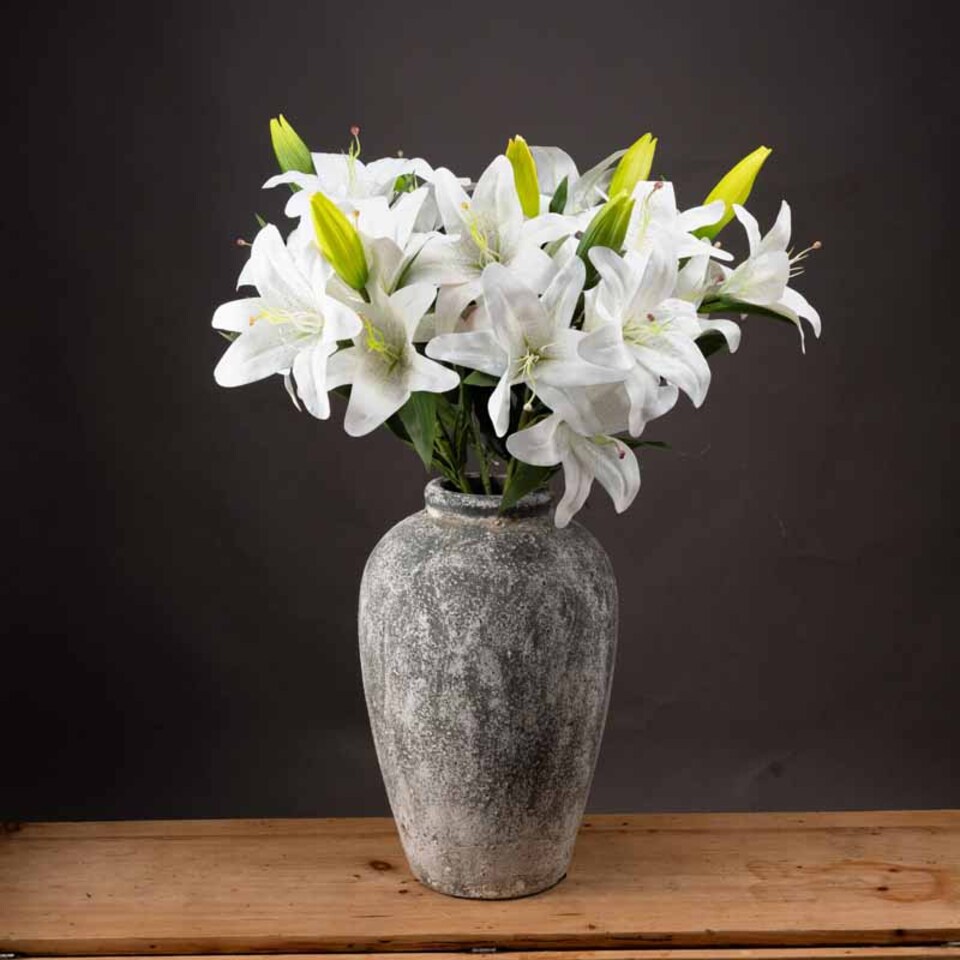Lily Artificial Flower - Plastic - L28 x W28 x H87 cm - White