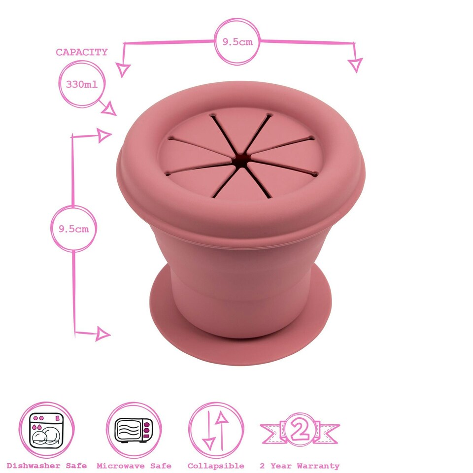 image 1 of Tiny Dining Baby Silicone Suction Snack Pot - 330ml - Dusty Rose Pink