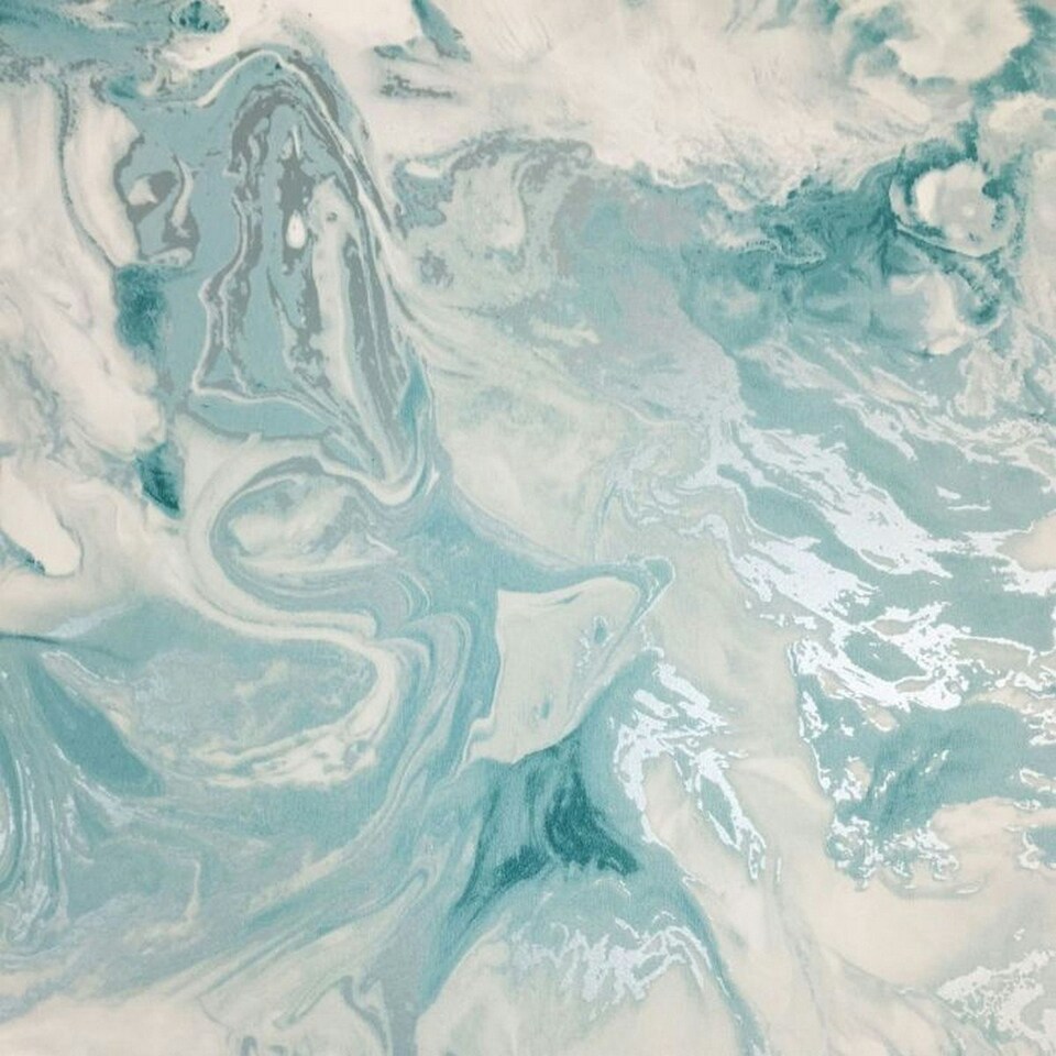 image 1 of Muriva Elixir Marble Wallpaper - Teal/Silver - 10m x 53cm Green