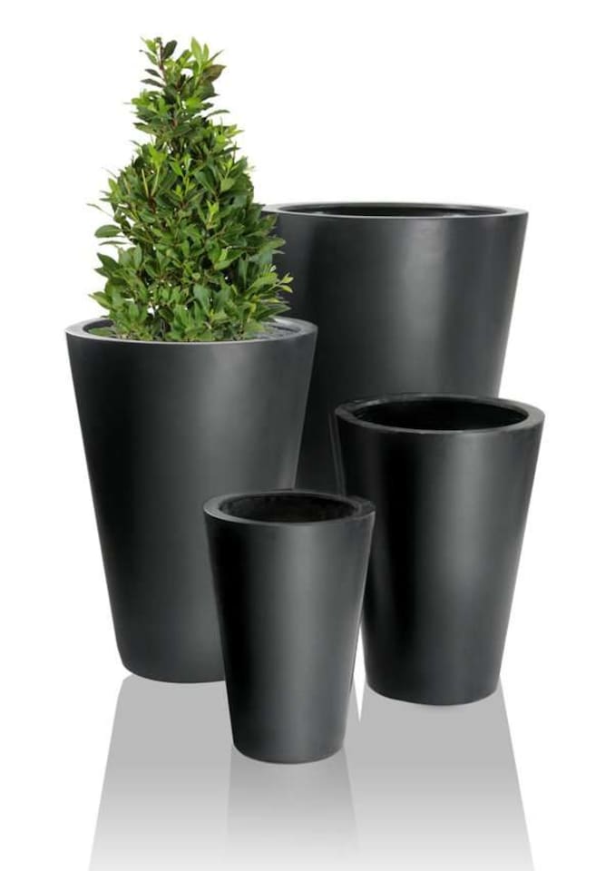 image 1 of Primrose Polystone Calgary Black Tall Indoor Outdoor Garden Planter 89cm