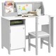 image 1 of HOMCOM Kids Table and Chair Set 2 PCs Table and Chair Set w/ Whiteboard Grey