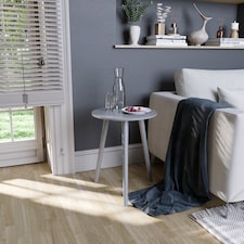 Vida Designs Round Side Table Sofa Bedside Coffee Table, Grey