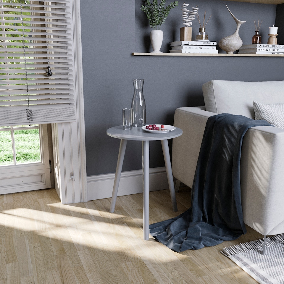 image 1 of Vida Designs Round Side Table Sofa Bedside Coffee Table, Grey