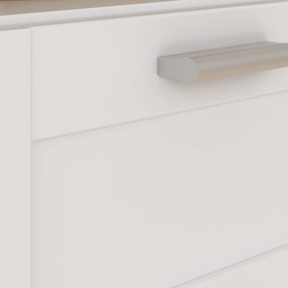 image 1 of Lokko Bathroom Storage Unit with 1 Door & 1 Drawer with Silver Handles in White