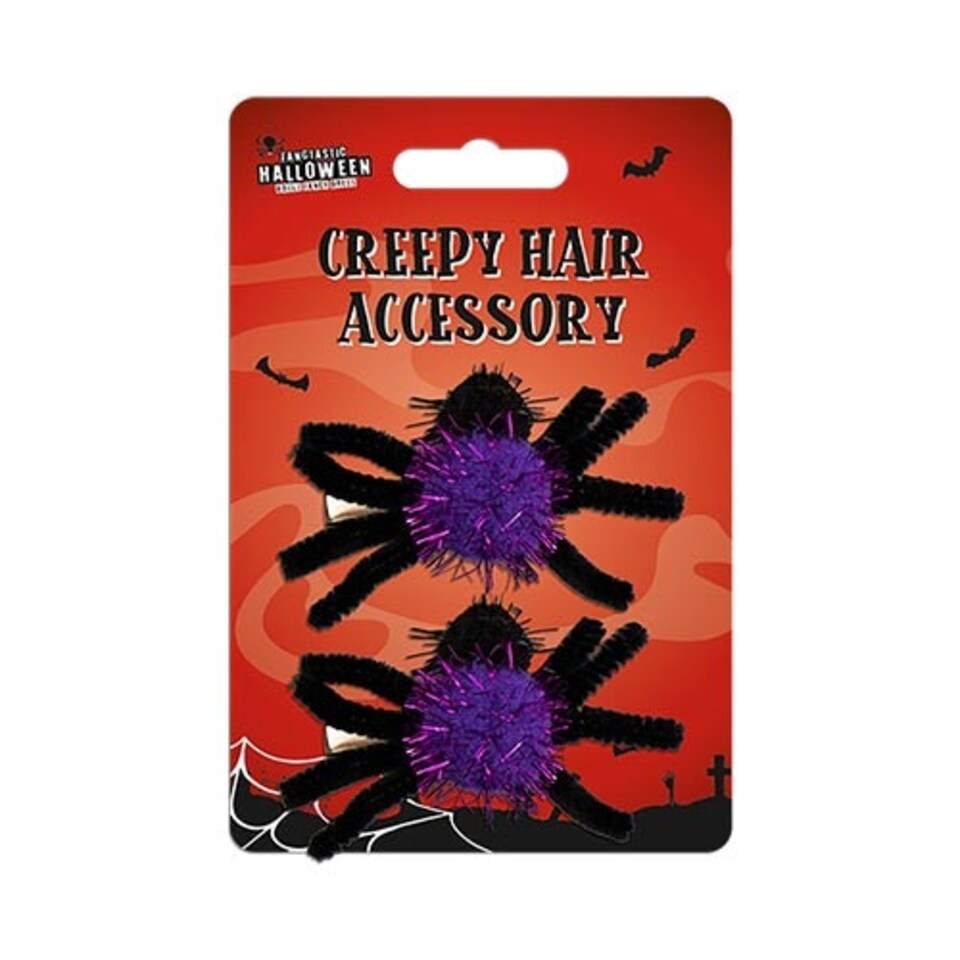 Halloween Purple Spider Hair Slides Fancy Dress - Pack of 2