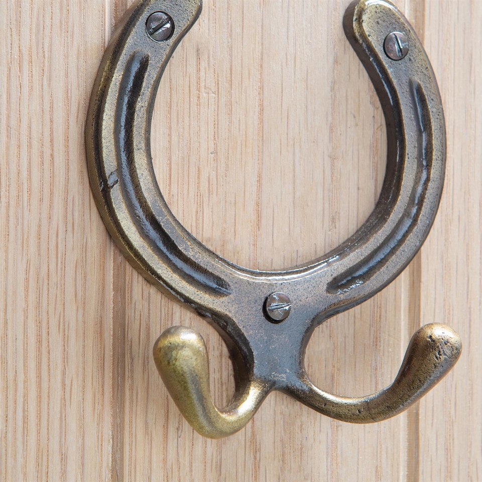image 1 of Hammer & Tongs Horse Shoe Double Coat Hook - W100mm x H110mm - Brass | Gold | Brass | One Size