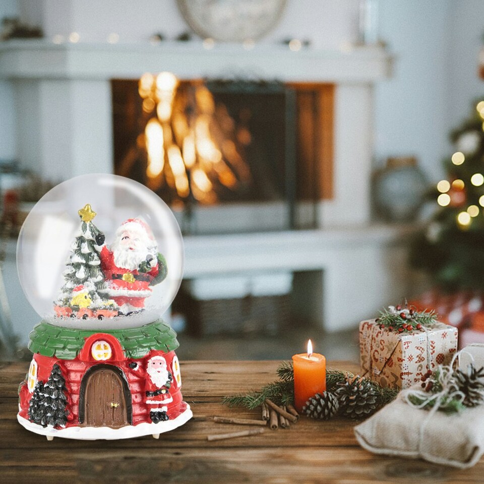 image 1 of Living and Home Santa Claus Glass Music Snow Ball, Christmas Oranaments