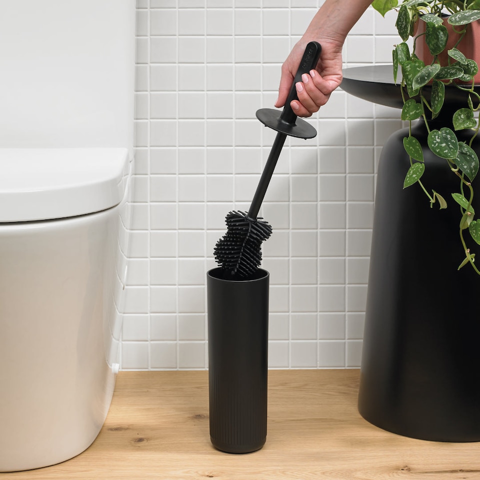 image 1 of Reborn Recycled Toilet Brush and Holder - Graphite Black | Black | Graphite Black