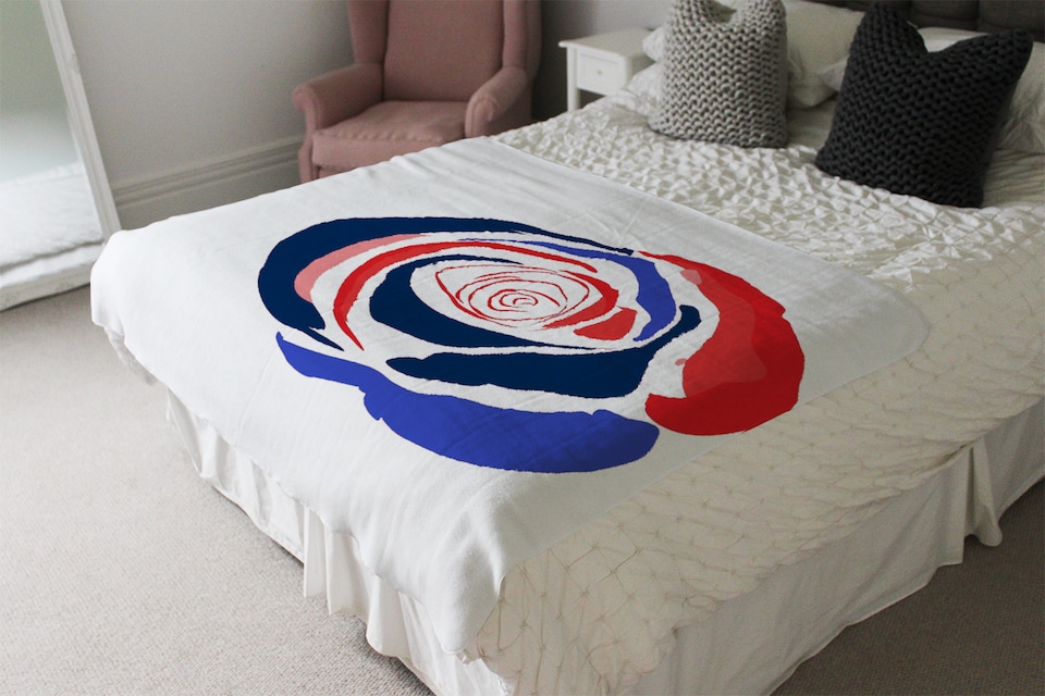 image 1 of Red & Blue Rose Blanket | Multi