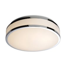 Atlantis LED Round Flush Bathroom Ceiling Light White Diffuser, Chrome Trim IP44