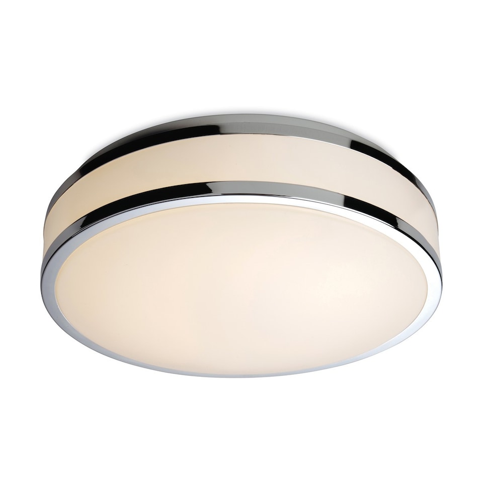 Atlantis LED Round Flush Bathroom Ceiling Light White Diffuser, Chrome Trim IP44