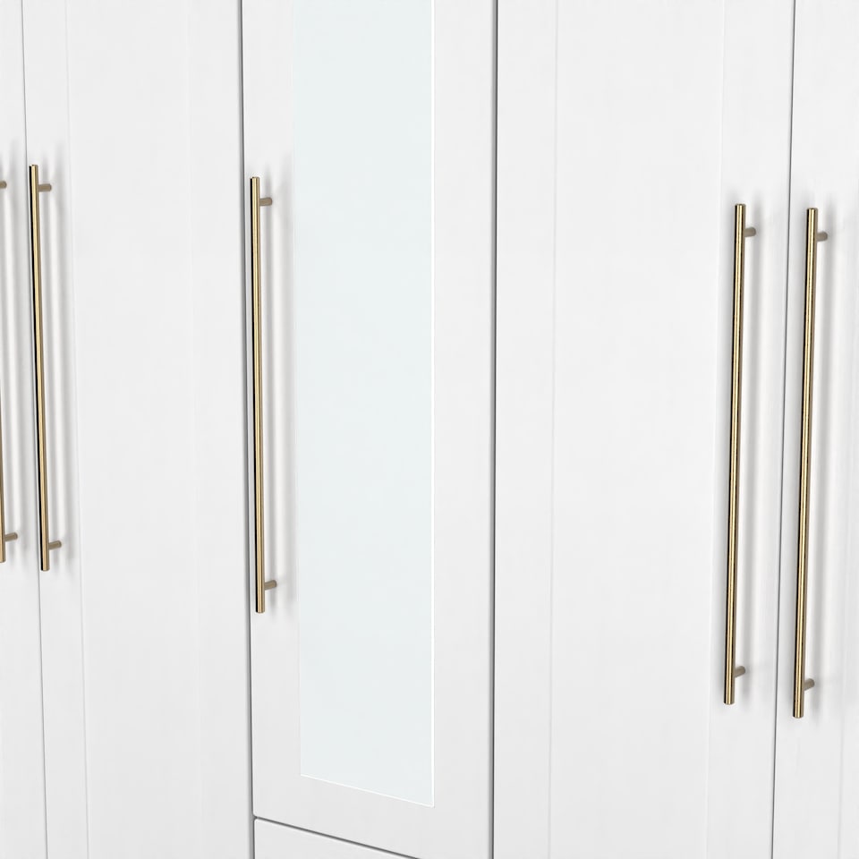 Helmsley Tall 5 Door 2 Drawer Single Mirror Wardrobe in White Ash ...