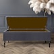 image 2 of 90cm Paris Striped Ottoman Storage Bench -Upholstered Shoes Bench with Black Turned Wooden Legs - Charcoal Naple Ottoman Bench