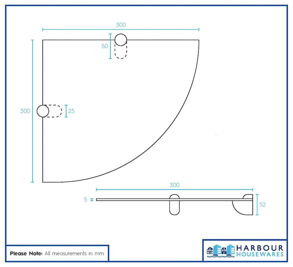 image 1 of Harbour Housewares Floating Glass Corner Shelf - 30cm - Metallic Brackets - Bathroom Shower Storage Vanity Display Unit Shelf | Black | Black | 3