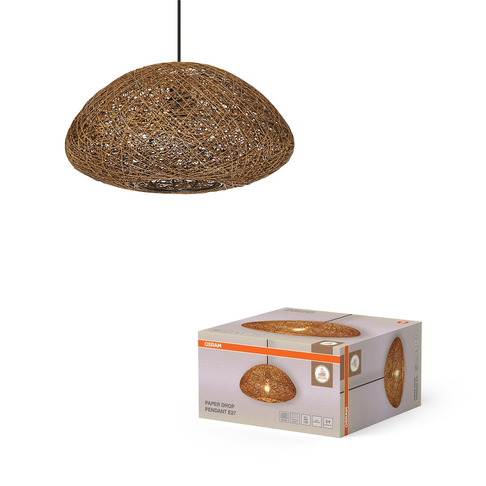 image 1 of Osram Decor Paper Drop Ceiling Light 1 X E27 Beige Cream