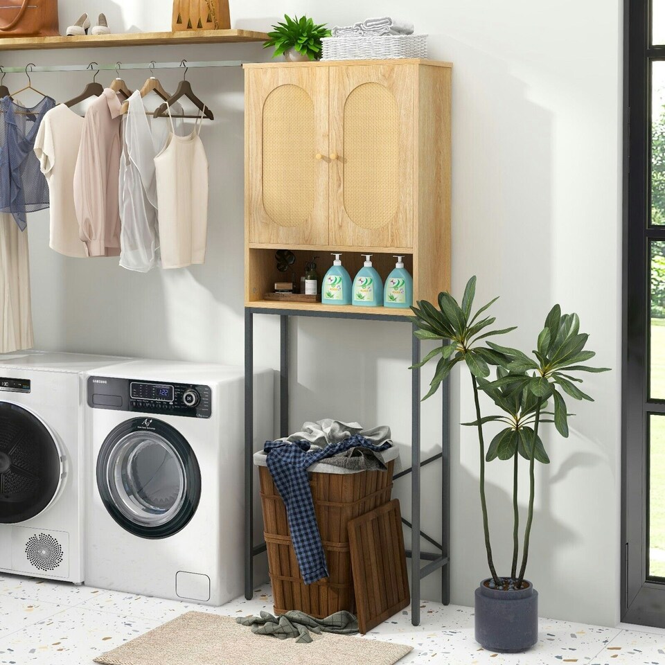 image 1 of COSTWAY Freestanding Toilet Storage Cabinet Bathroom Rack