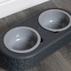 image 6 of 16cm x 9cm Grey Plastic Raised Double Pet Bowl Feeding Station with Stand