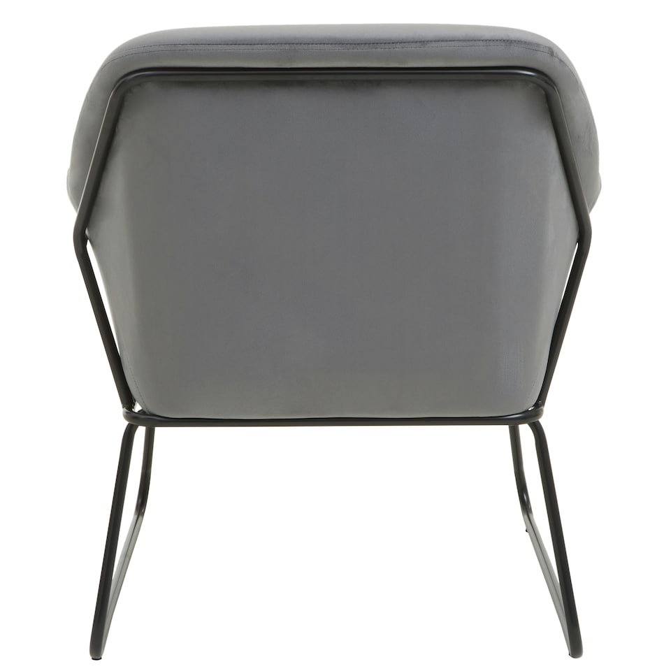 image 1 of Interiors by Premier Grey Velvet Black Frame Armchair, Easy Care Velvet Chairs, Indoor Dining with Velvet Dining Chair