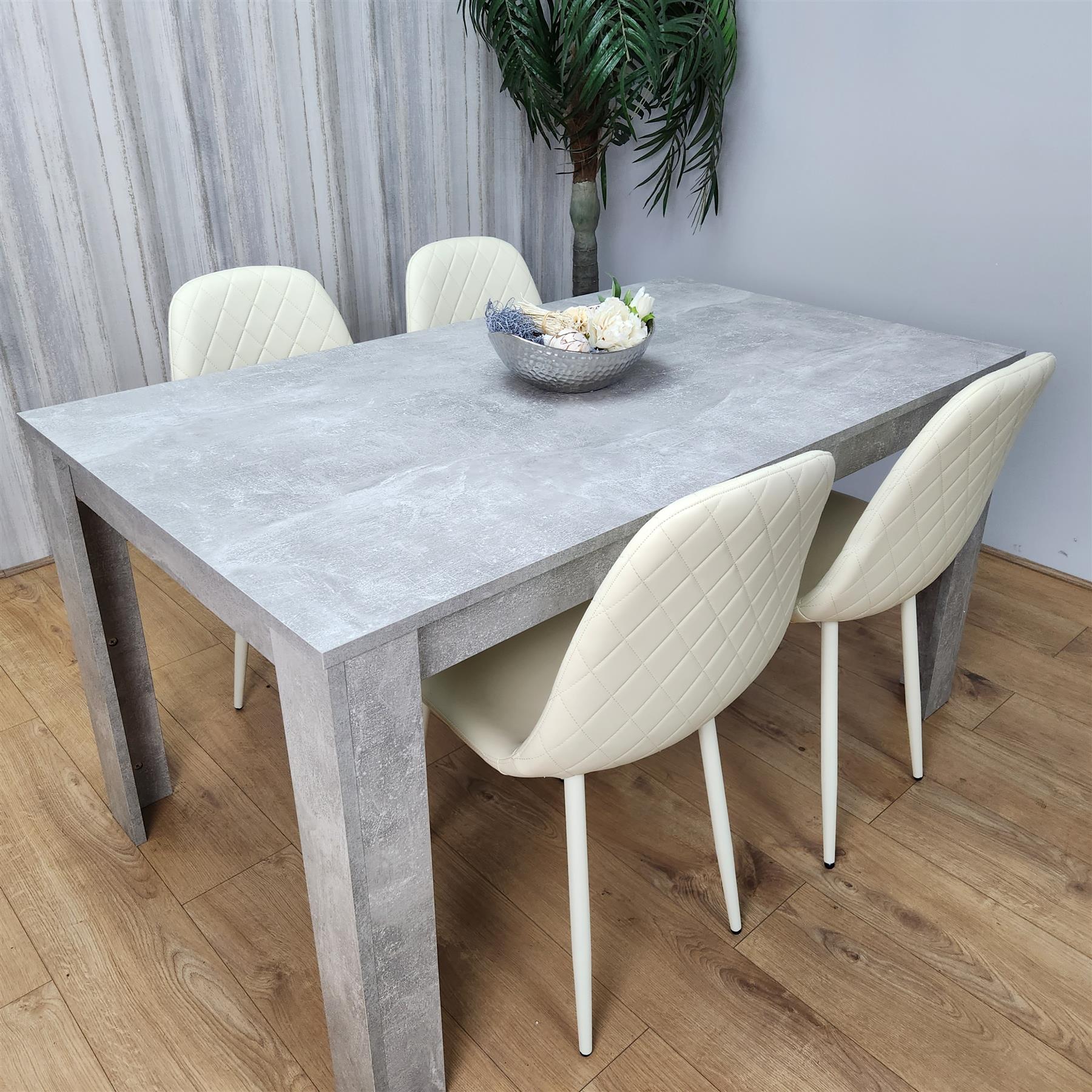 KOSY KOALA Wooden Rectangle Dining Table with 4 Cream Chairs Dining Room Furniture