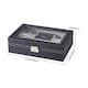image 2 of Living and Home 8-Slot Black PU Leather Watch Display Box with Ring Slots