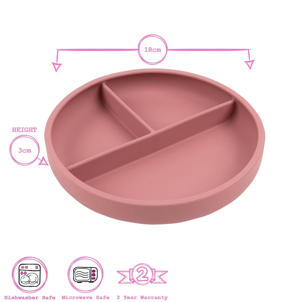 image 1 of Tiny Dining Baby Divided Silicone Suction Plate - Dusty Rose Pink