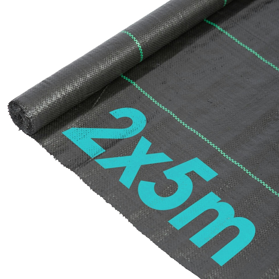 image 1 of Harbour Housewares 110gsm Weed Control Membrane - 2m x 5m (1 Roll) - Weed Fabric Garden Membrane Weed Membrane Flower Bed Membrane Black