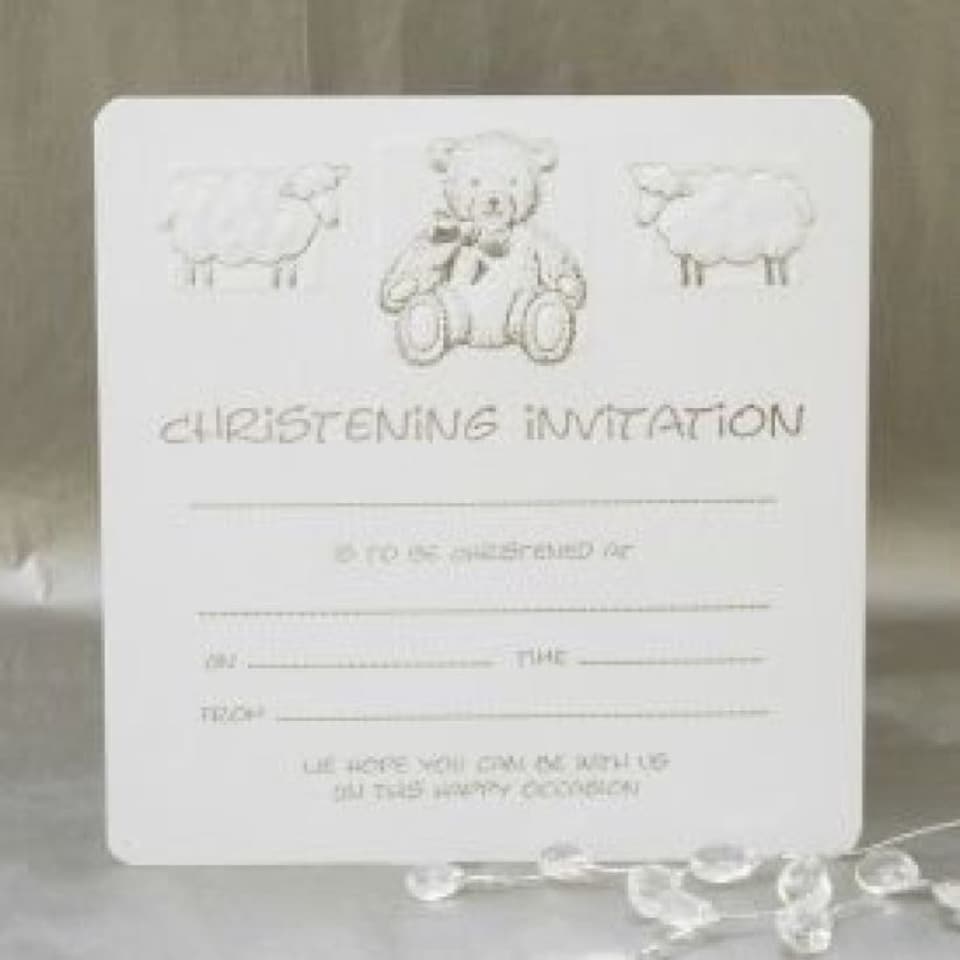 image 1 of Pack of 10 Christening Invitations with Envelopes