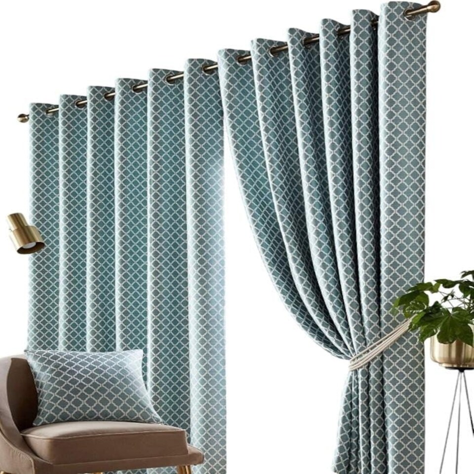 image 1 of Cotswold Eyelet Curtain - Teal - 116 cm x 229 cm