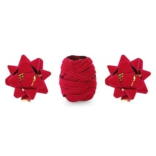 Red Velour Ribbon Cops & Bows - Pack of 3