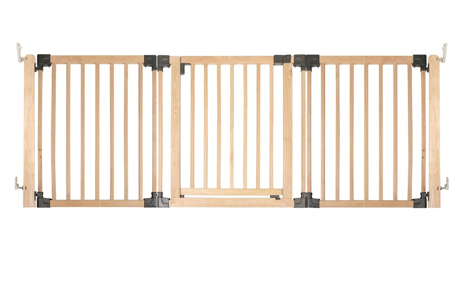 image 1 of Bettacare Wooden Multi Panel Flexible Pet Barrier, Natural Wood, up to 216cm Wide, Dog Barrier for Pets Dogs and Puppy Cream | Natural