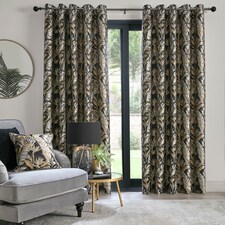Laurence Llewelyn-Bowen Paradise Palm Eyelet Curtains Black