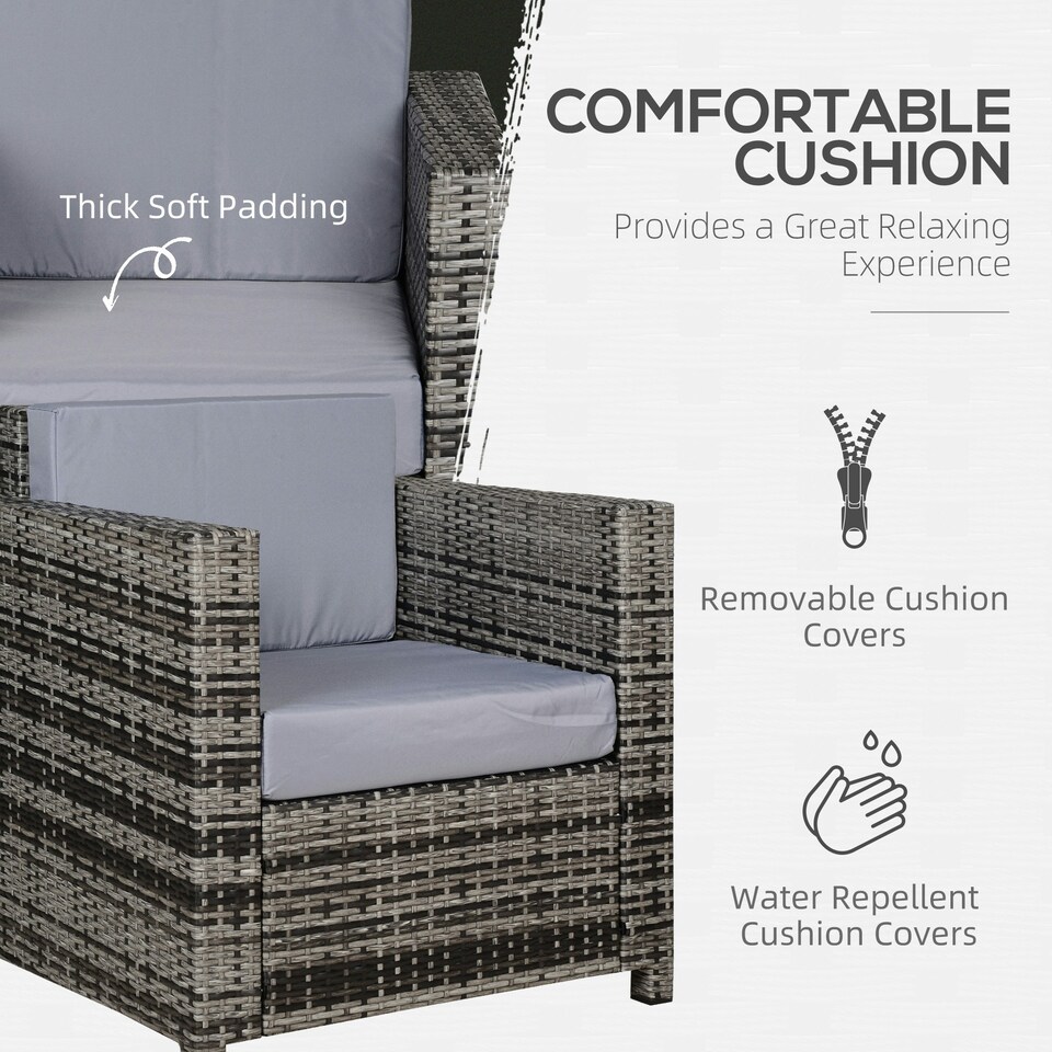 image 1 of Outsunny Garden Patio Rattan Wicker Furniture Single Cube Chair Sofa Outdoor Grey