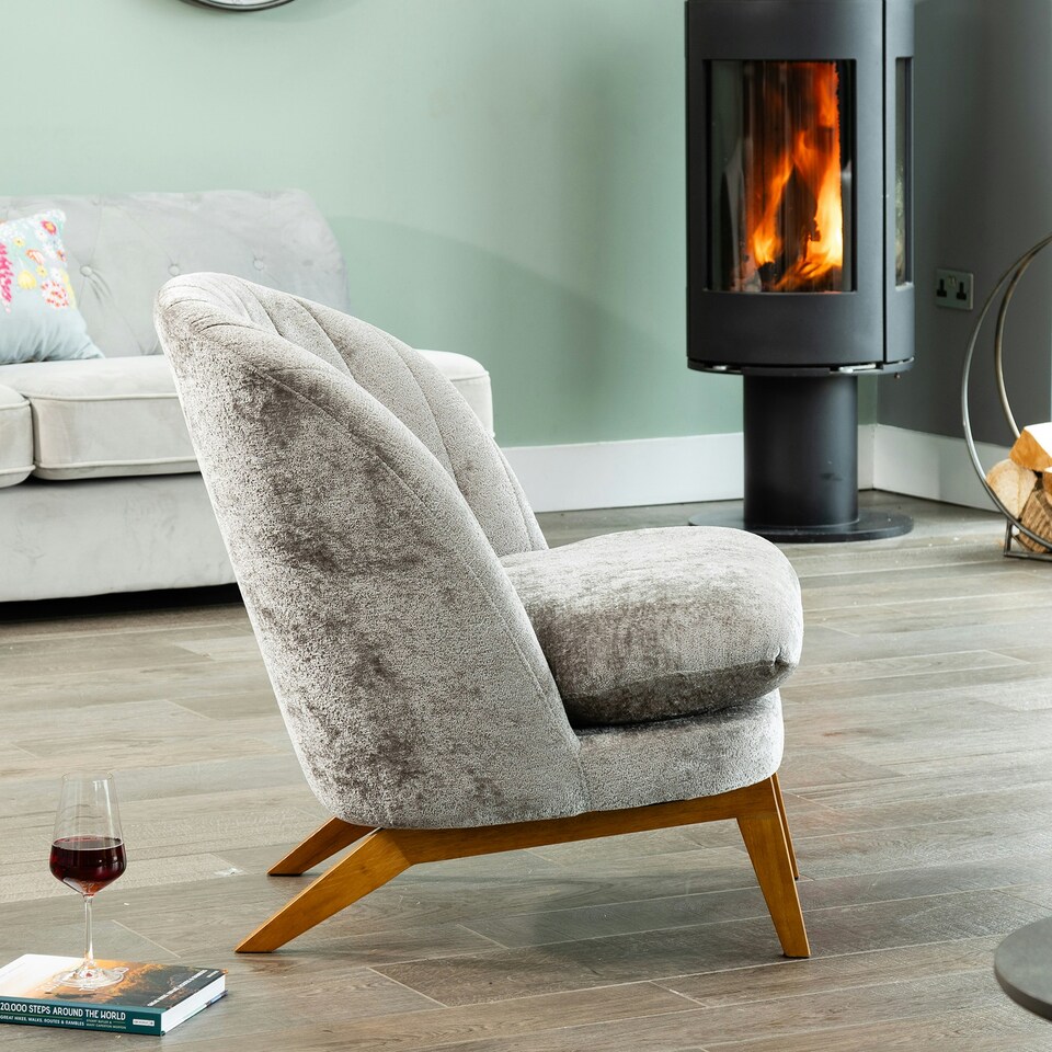 image 1 of Mateo Fabric Accent Chair - Light Grey