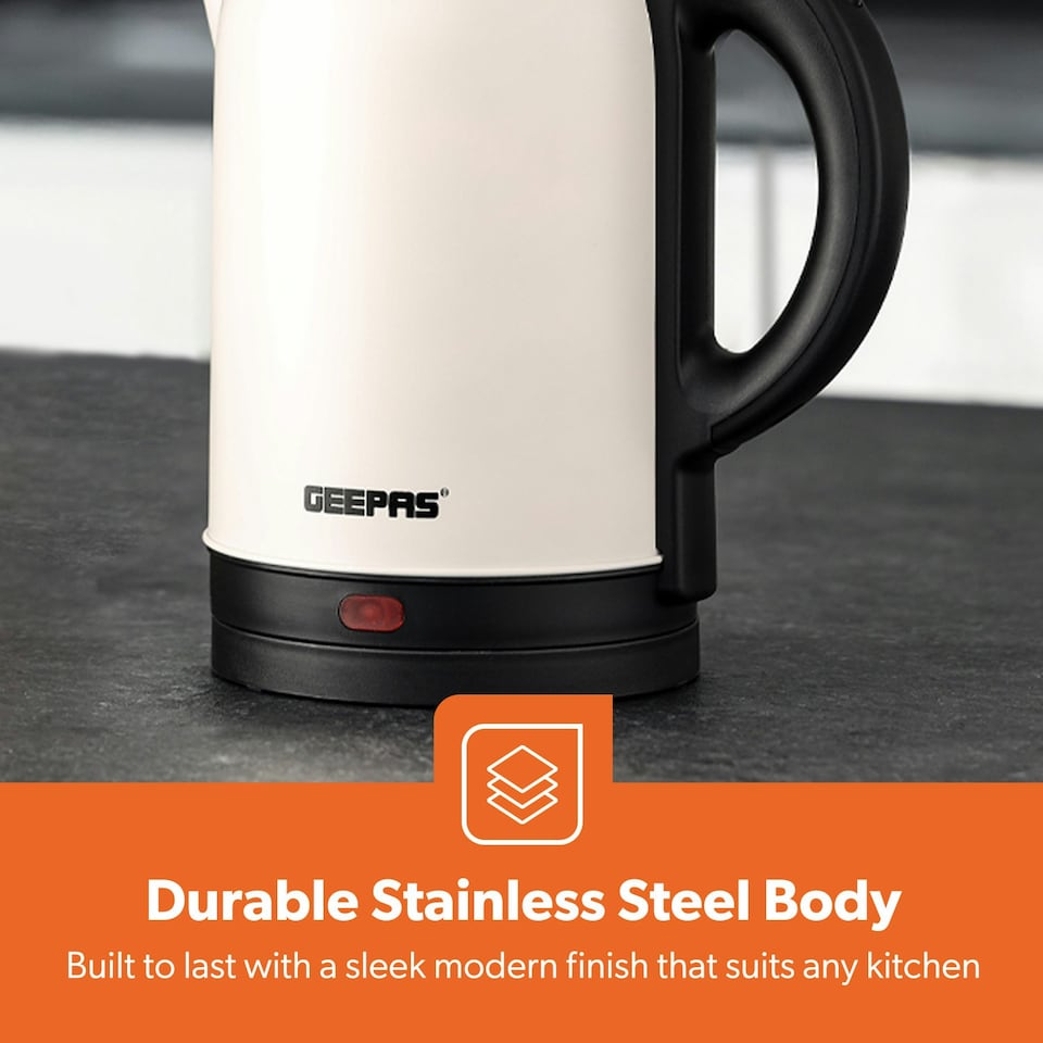 image 1 of GEEPAS Electric Kettle | 1.8L Cordless Stainless Steel Jug Kettle with LED Indicator for Hot Water Tea Coffee