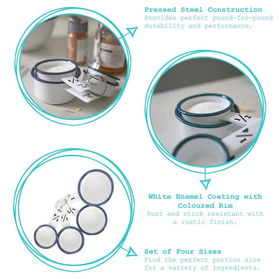 image 1 of Argon Tableware 4pc White Enamel Measuring Cups Set - Blue Blue | One Size