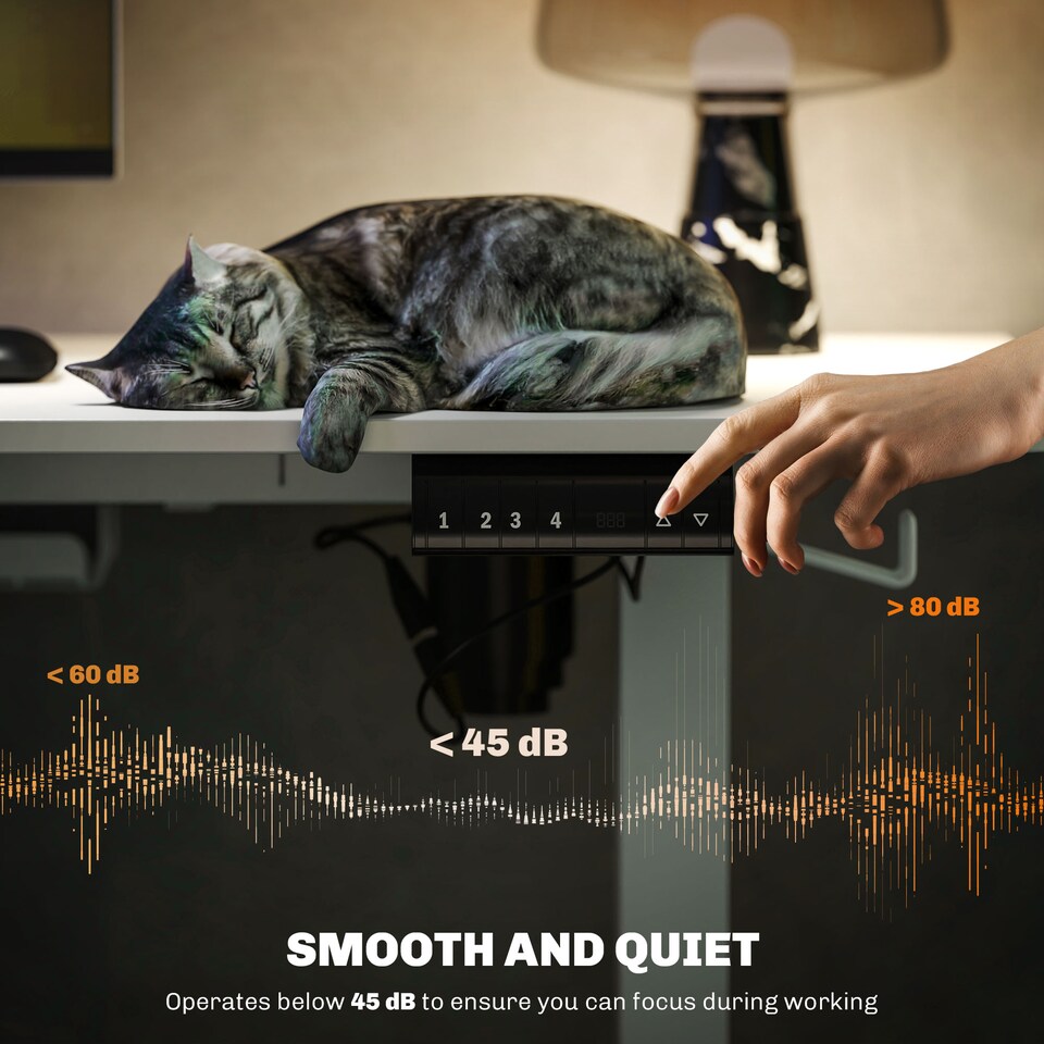 image 1 of Vinsetto Electric Standing Desk, 120 x 60cm Height Adjustable Sit Stand Desk with 4 Memory Presets, Collision Avoidance and Overheat Protection for Home Office, White