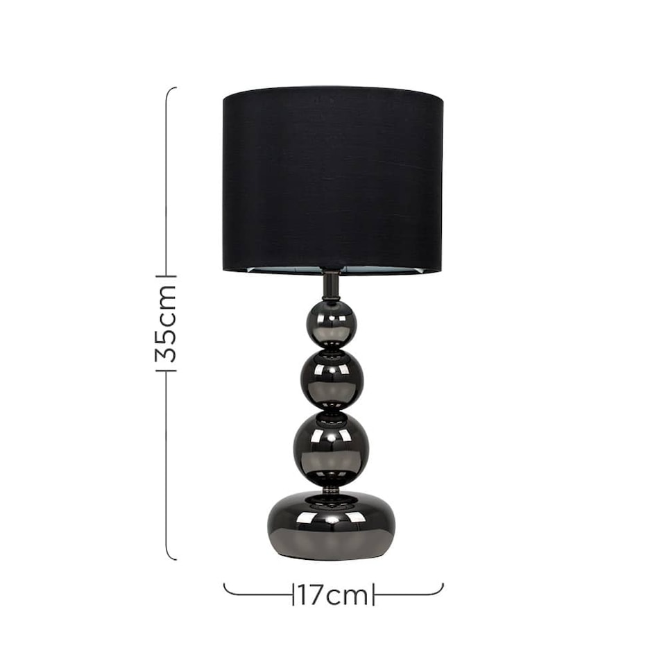 image 1 of ValueLights Chrome Table Lamp with Black Faux Silk Shade | Black