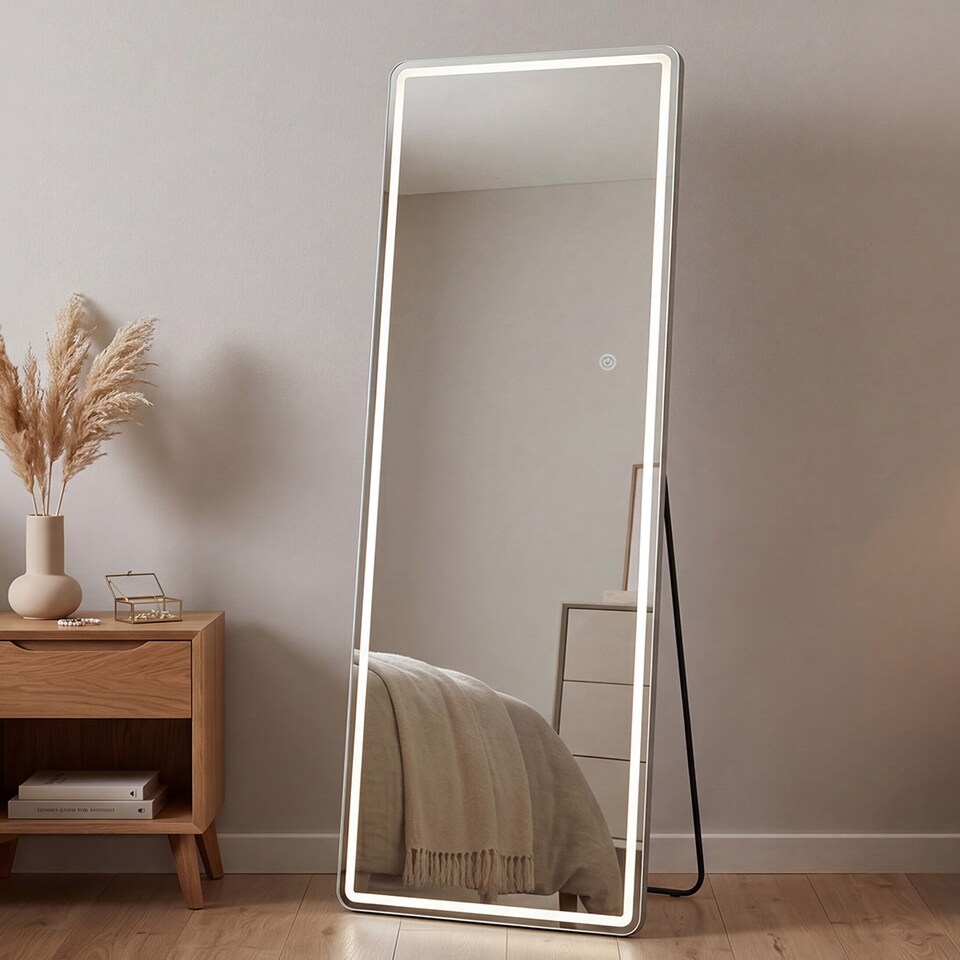 image 1 of Yezi Full Length Mirror 3 Color LED Touch Dressing Mirror 165x60cm with Dimming