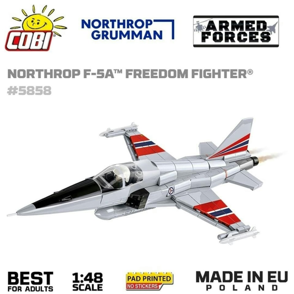 image 1 of Northrop F-5E Freedom Fighter brick plane model - COBI 5858 - 335 bricks