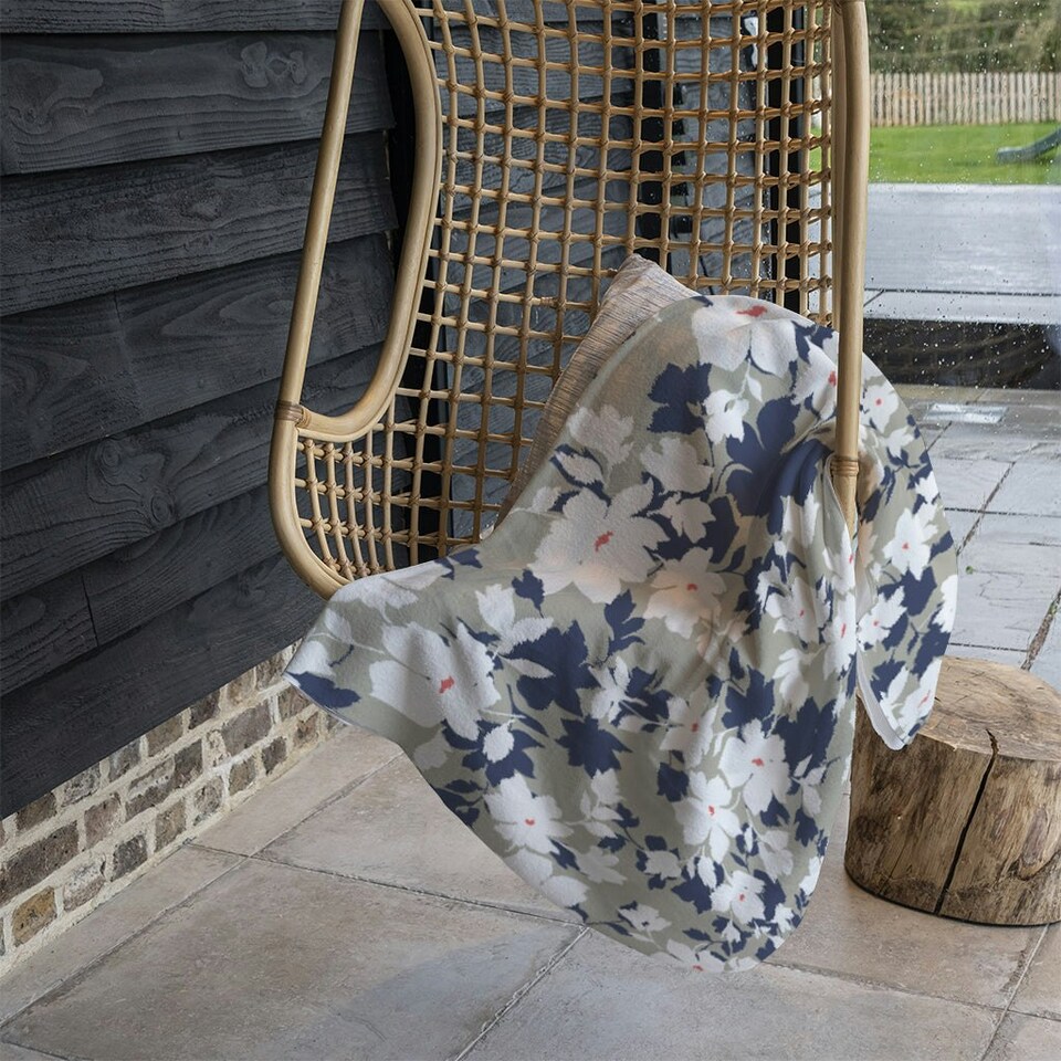 image 1 of Grey, Purple & White Flowers (Blanket)