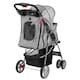 image 4 of KCT Hooded Foldable Pet Dog Cat Stroller with Waterproof Rain Cover - Grey - 4 Wheel Travel Carriage with Safety Leash, Canopy, Cup Holder, Storage Tray | Grey | 1