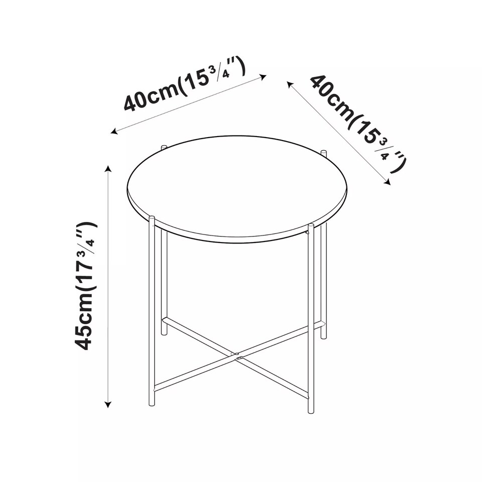 image 1 of Set of 2 Pcs Marble Effect Tops Square Round Side End Coffee Table Metal Frame | Black | Black Round | 1